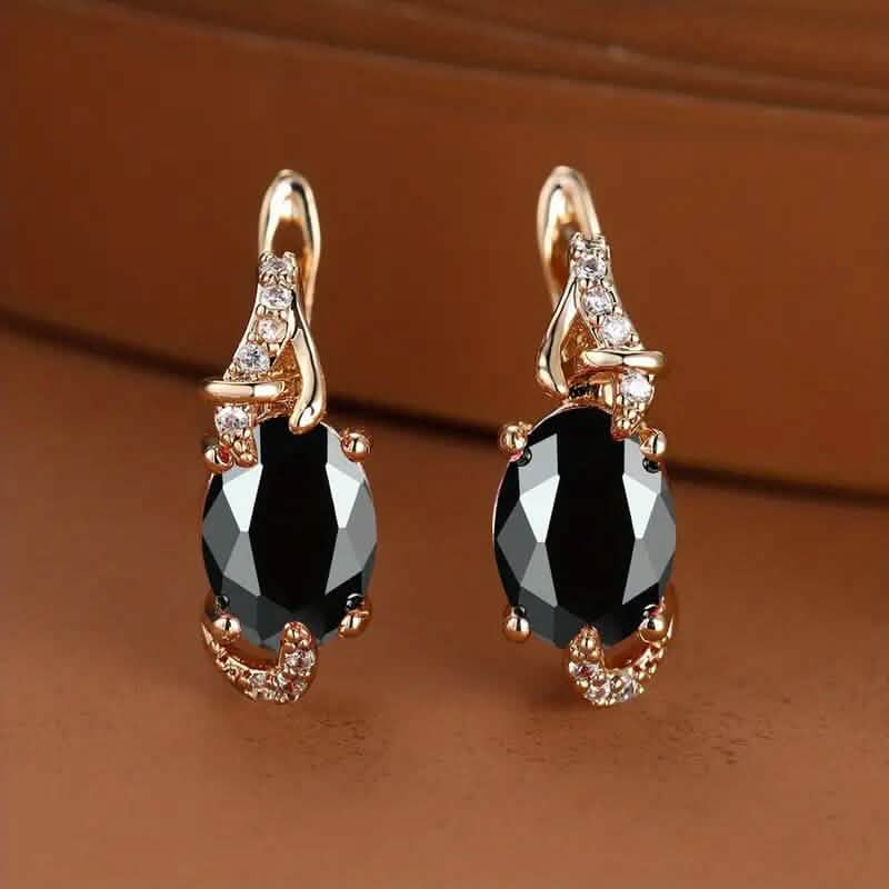 18K Gold Stone Stud Earrings 2