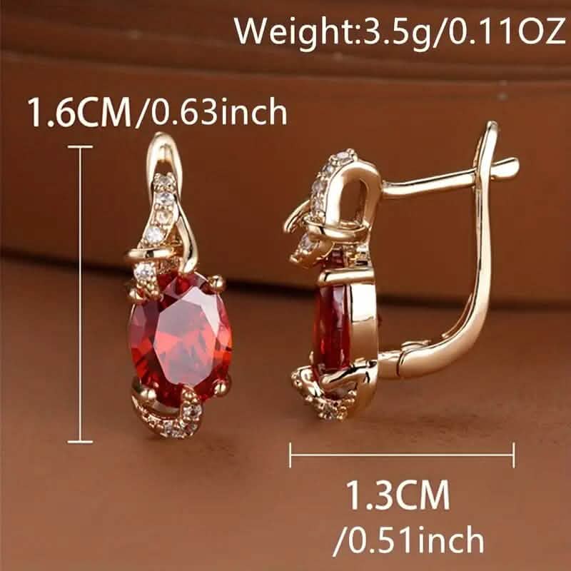 18K Gold Stone Stud Earrings 5