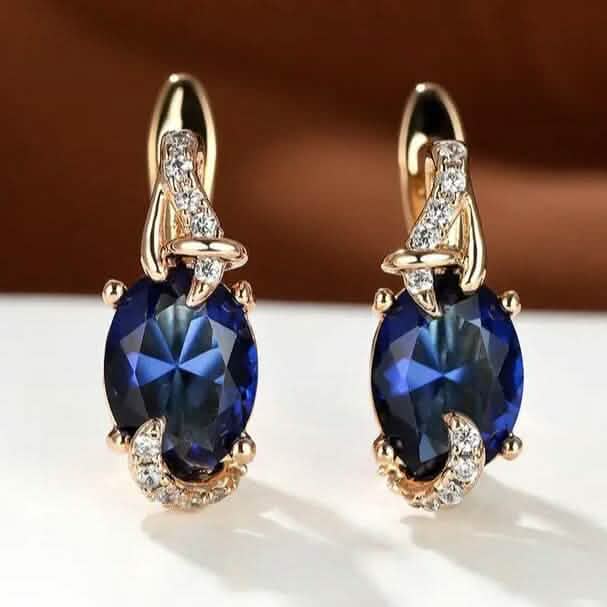 18K Gold Stone Stud Earrings 1