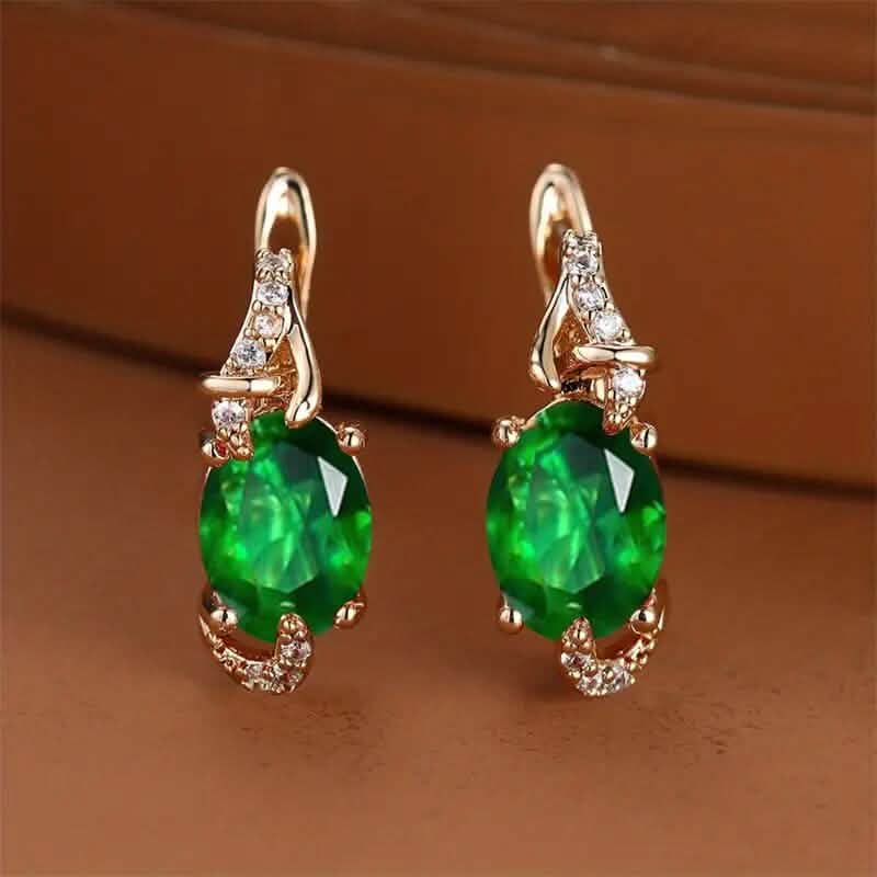 18K Gold Stone Stud Earrings 3