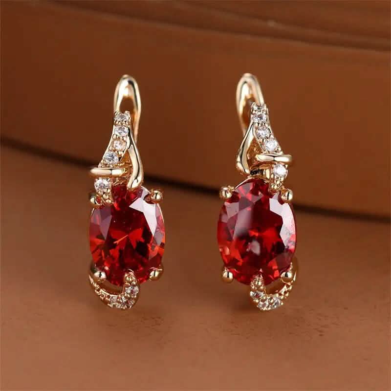 18K Gold Stone Stud Earrings 4