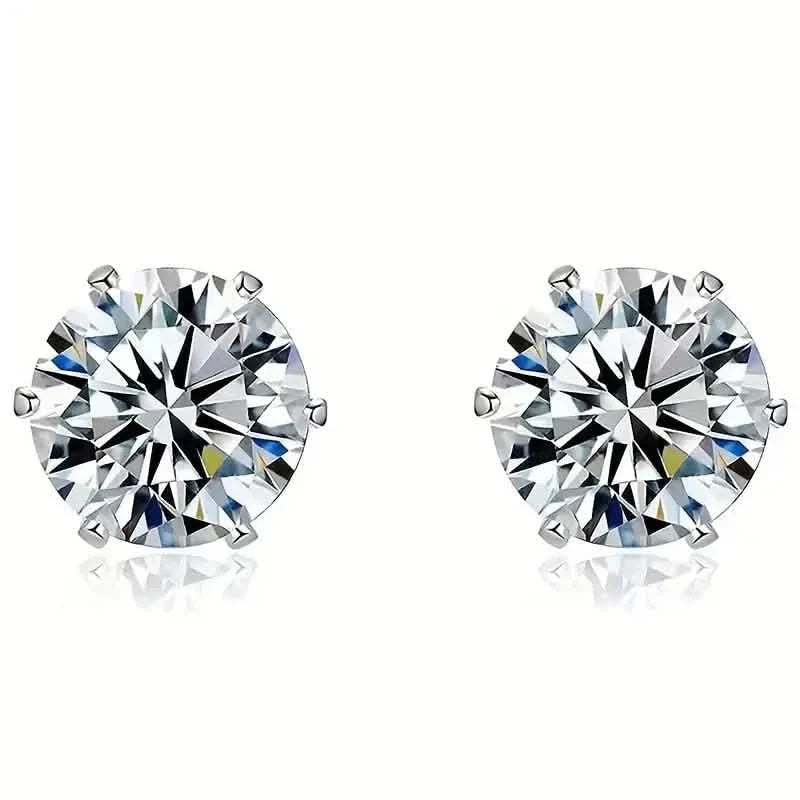 18K Gold Ear Bone Buckle Stainless Steel 6-Prong Zirconia Stud Earrings 7