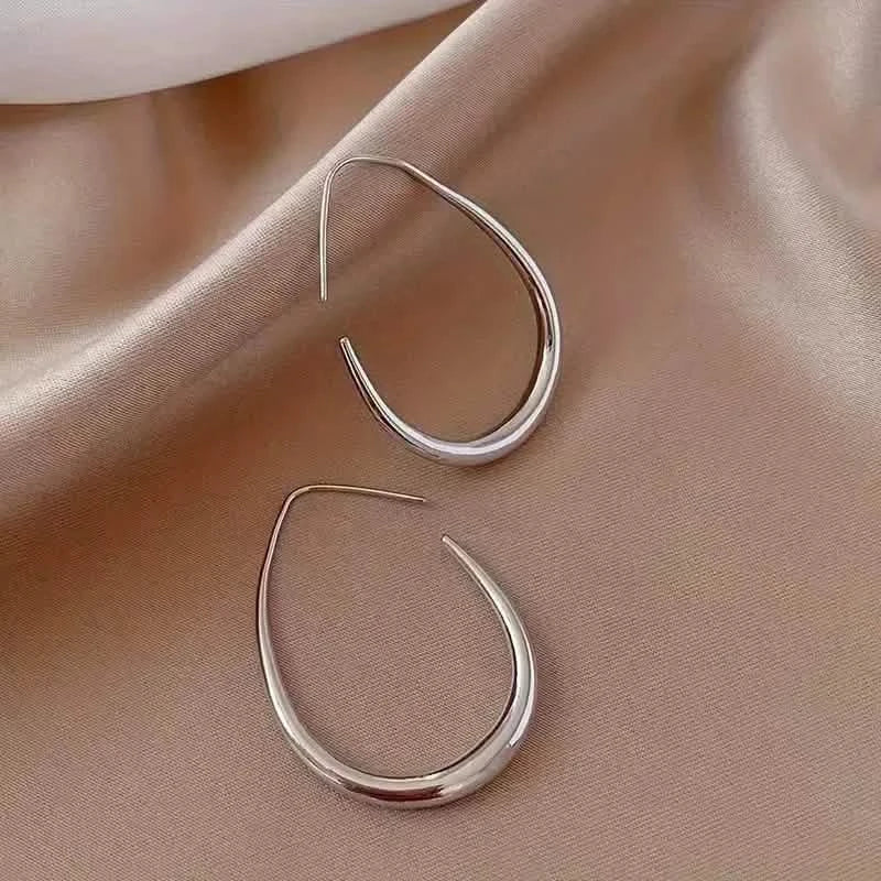 18K Gold Plated Glossy Minimalist Water Drop Design Hoop Earrings Copper 8