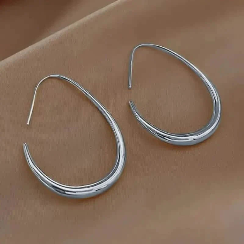 18K Gold Plated Glossy Minimalist Water Drop Design Hoop Earrings Copper 2