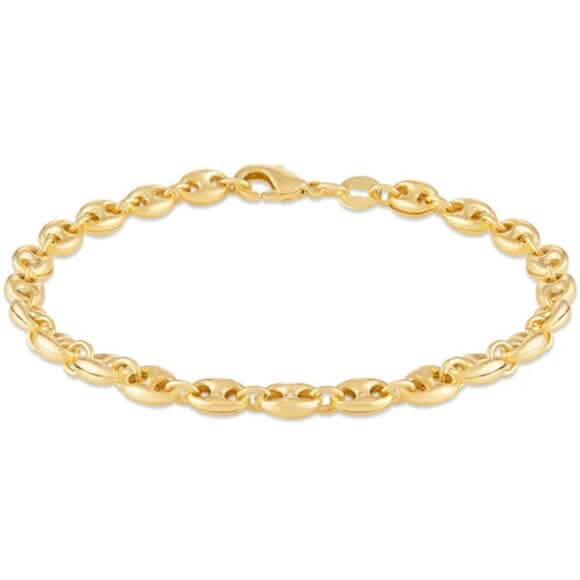 18k Gold Puff Mariner Anklet 10" 1