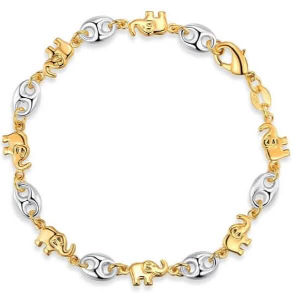 18K Gold Two-Tone Elephant Bracelet 1