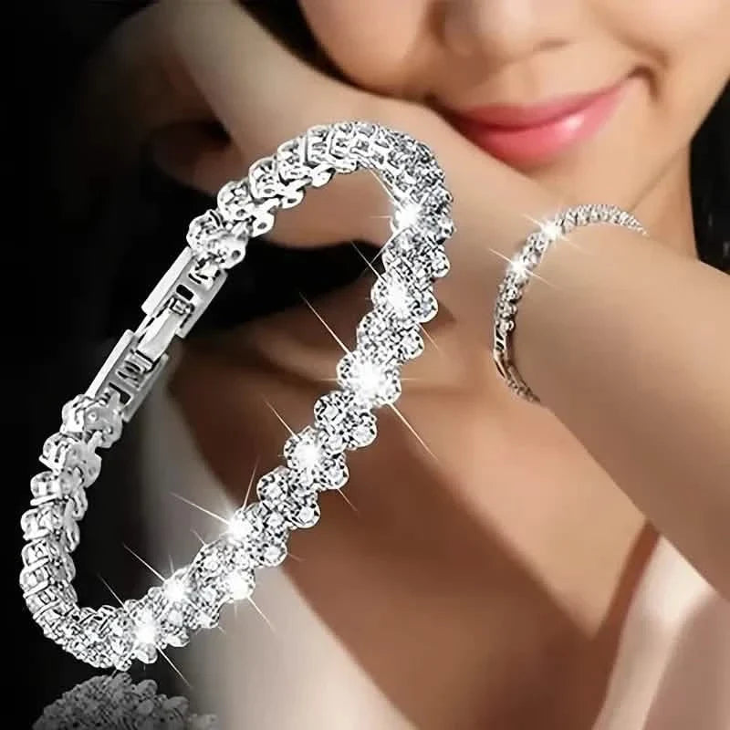 18K Golden Plated Stainless Steel Bracelet with Rhinestone Embellishments 1