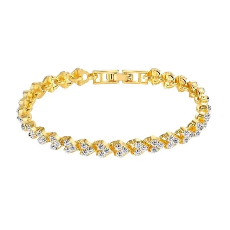 18K Golden Plated Stainless Steel Bracelet with Rhinestone Embellishments 2