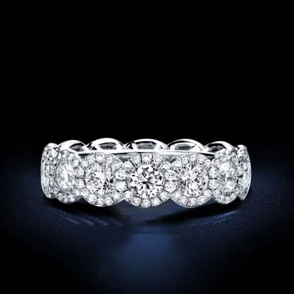 18kt White Gold Plated Simulated Diamond Eternity Band Ring 1
