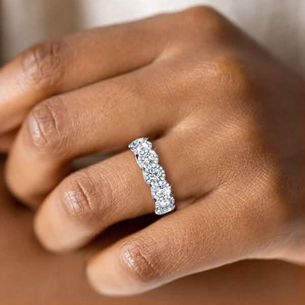 18kt White Gold Plated Simulated Diamond Eternity Band Ring 4