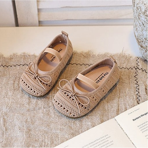 Girls' Baotou Sandals, Children's Bow Princess Single Shoes, Girls' Baby Breathable Knitted Shoes 7