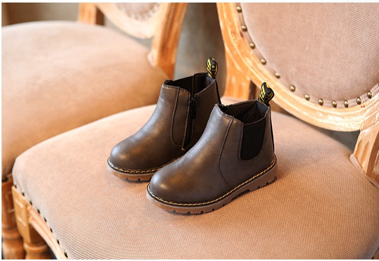 autumn and winter children's shoes short boots boys' leather boots girls Europe and the United States big children's boots single boots 8