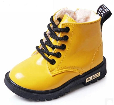 Winter Children Shoes PU Leather Waterproof Martin Boots Kids Snow Boots 1