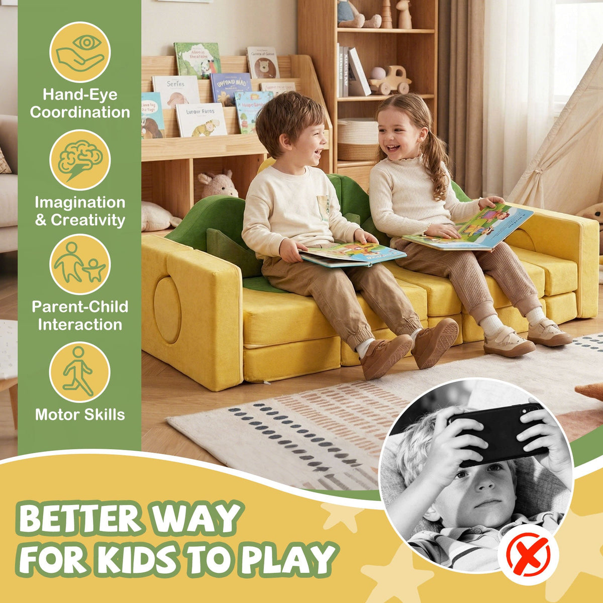 19 Pieces Modular Kids Play Couch for Inspiring Creativity 8