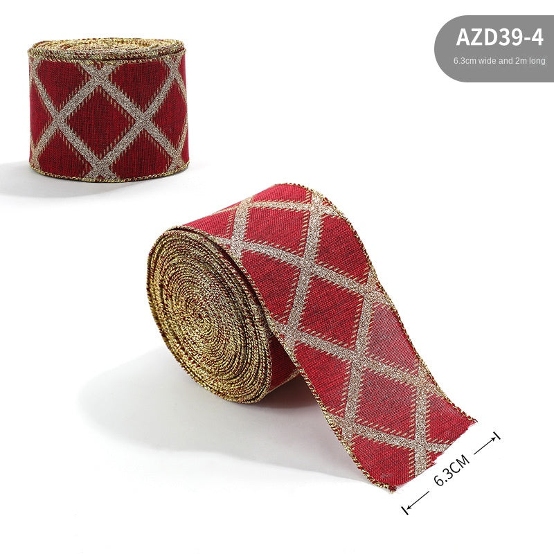 Christmas ribbon imitation linen ribbon decoration bow accessories snowflake Christmas ribbon in stock 12