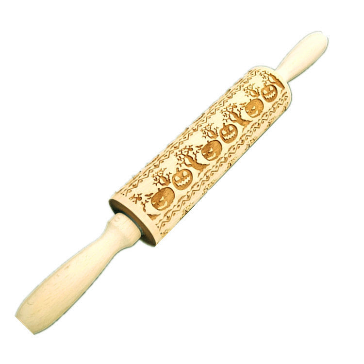 Wooden Rolling Pin Beechwood Laser Engraved Printed Rolling Pin Embossing Rolling Pin Christmas Flip Sugar Cookie Rolling Pin 10
