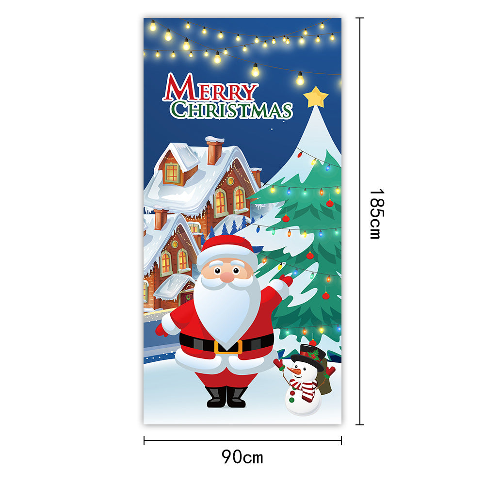 New Christmas Door Curtains, Flags, Outdoor Photography, Santa Claus and Puppies, Background Decoration, Hanging Cloth 15