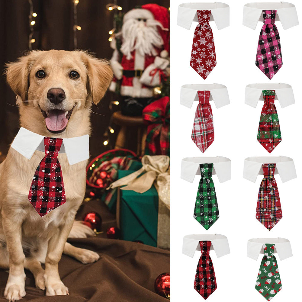 New British style handsome Christmas dog collar Christmas pet tie 1