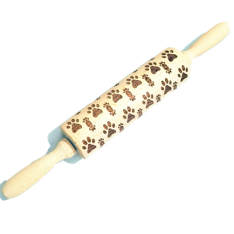 Wooden Rolling Pin Beechwood Laser Engraved Printed Rolling Pin Embossing Rolling Pin Christmas Flip Sugar Cookie Rolling Pin 9