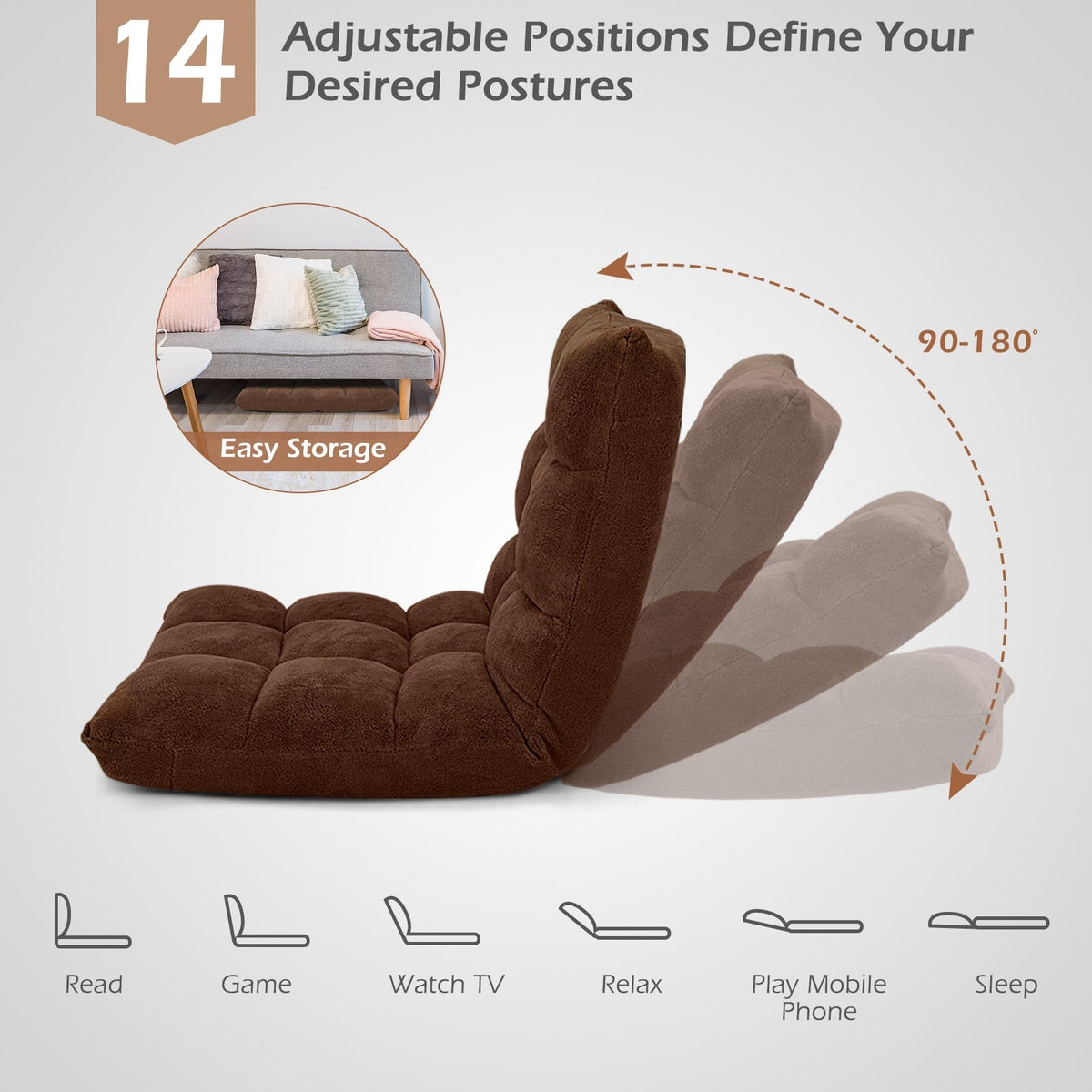 Adjustable 14-position Cushioned Floor Chair 8