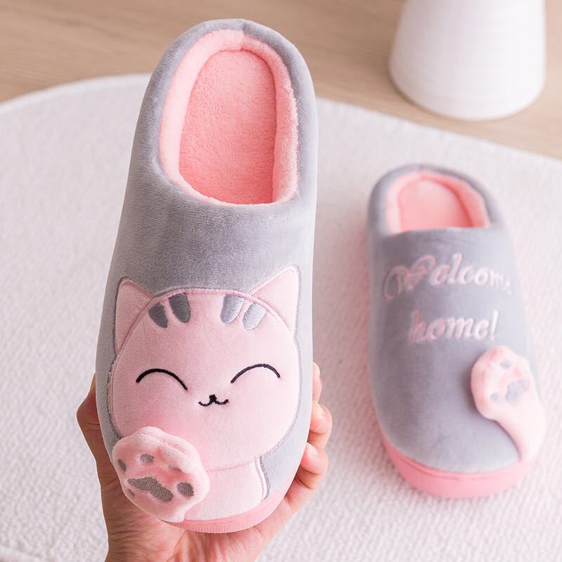 Cute Cat Shoes Soft Winter Women Winter Home Slippers Animal Slip On Soft Warm House Shoes Men Couple Indoor Bedroom Footwear Soft Cozy Home Slippers For Women Slip On Comfy Women's Washable Cotton Bedroom Slippers 3