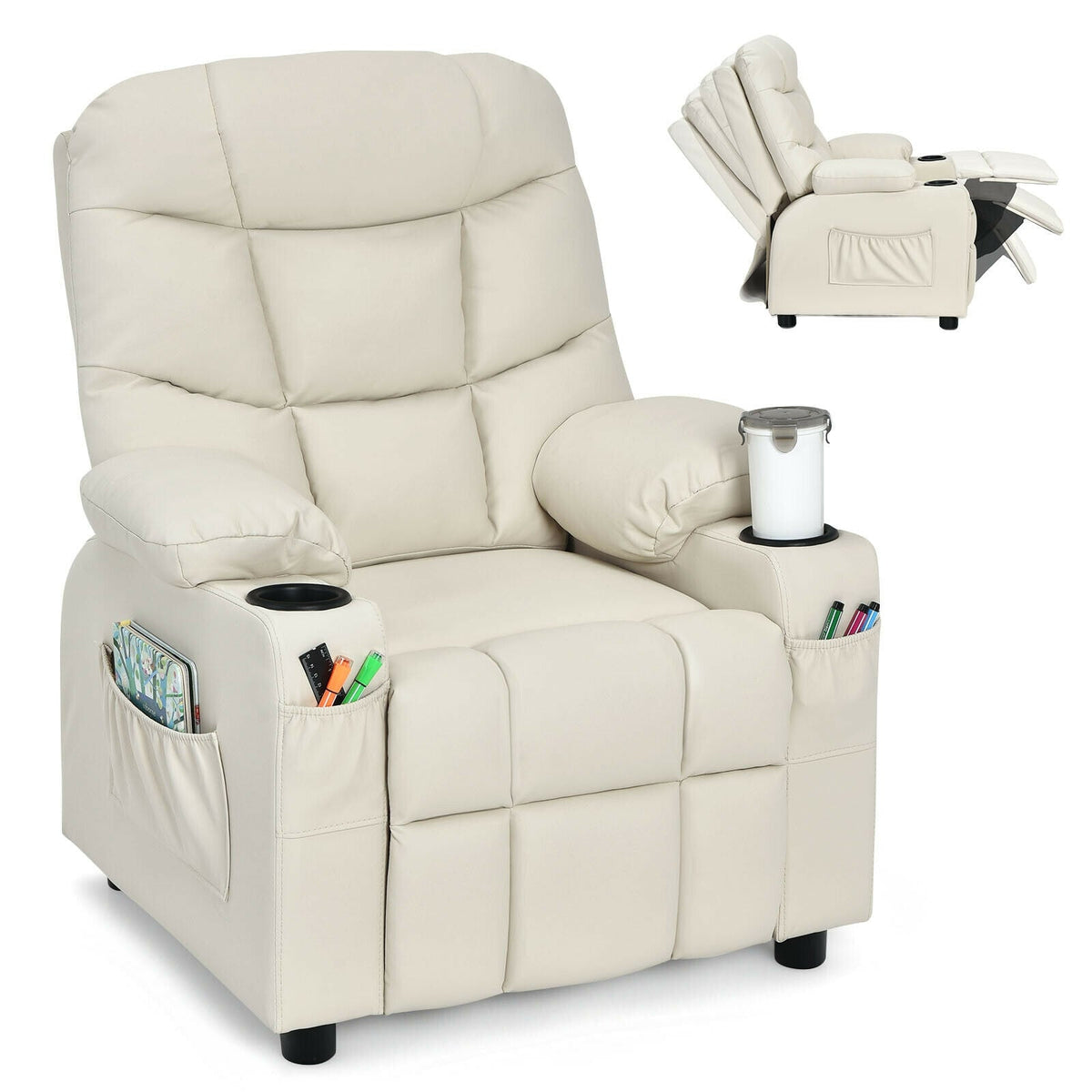 Kids Recliner Chair with Cup Holder and Footrest for Children 13