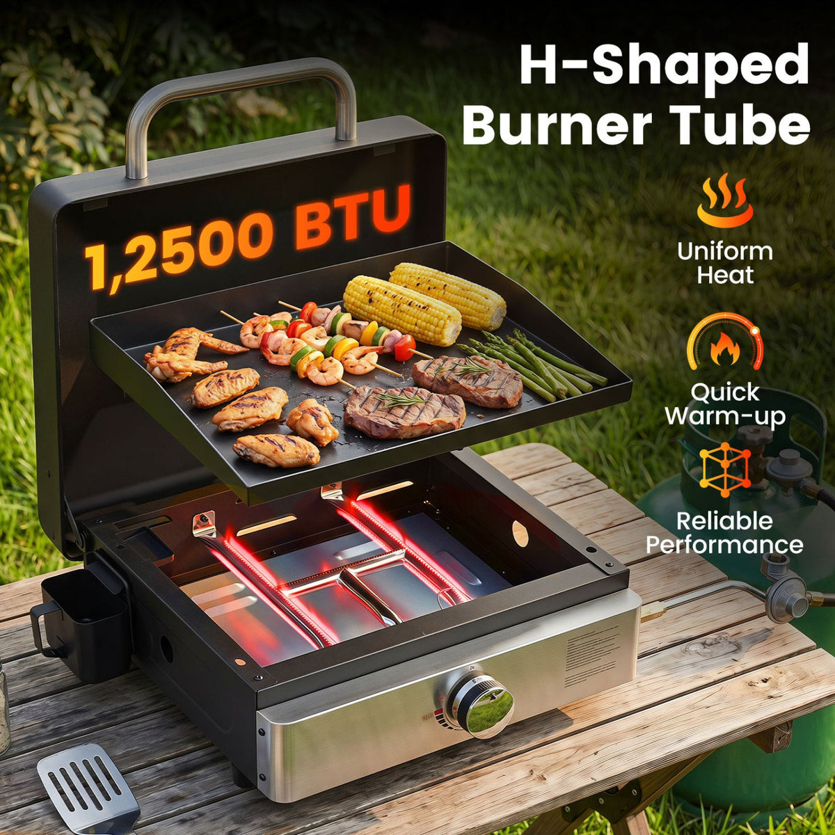 Portable Gas Griddle 1-Burner with Ceramic Non-Stick Plate 6