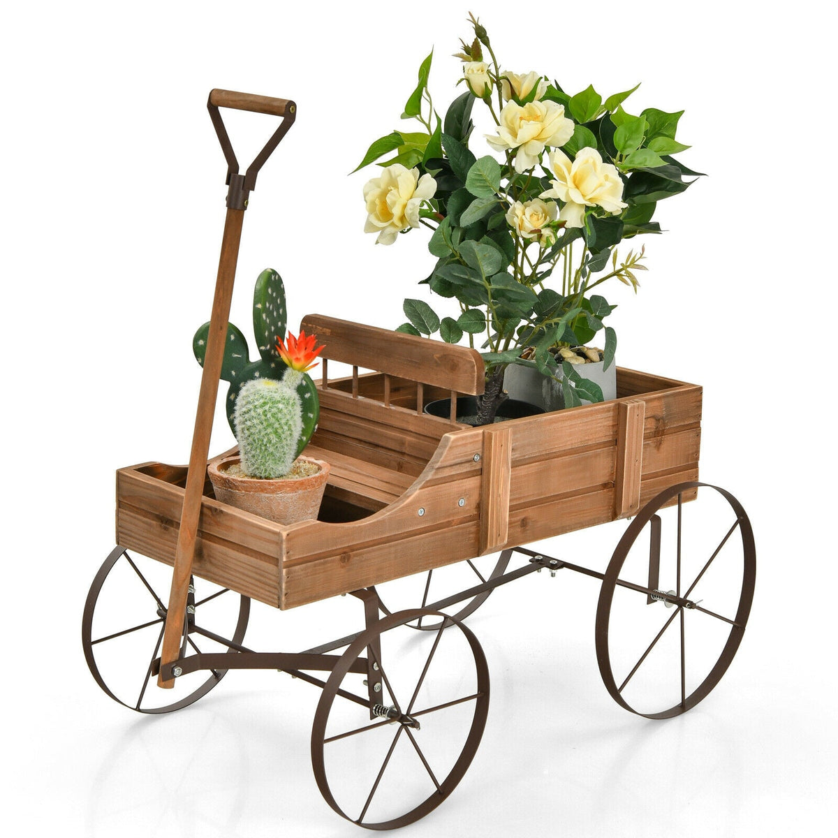 Wooden Wagon Plant Bed 7