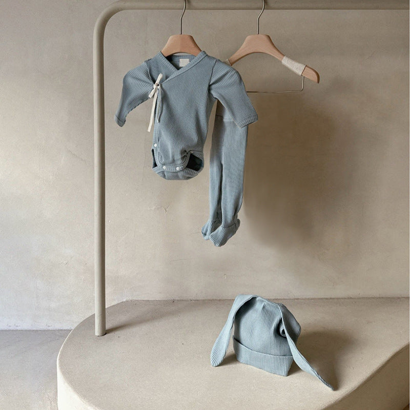 Newborn Clothes Romper Rabbit Ear Hat Set 8