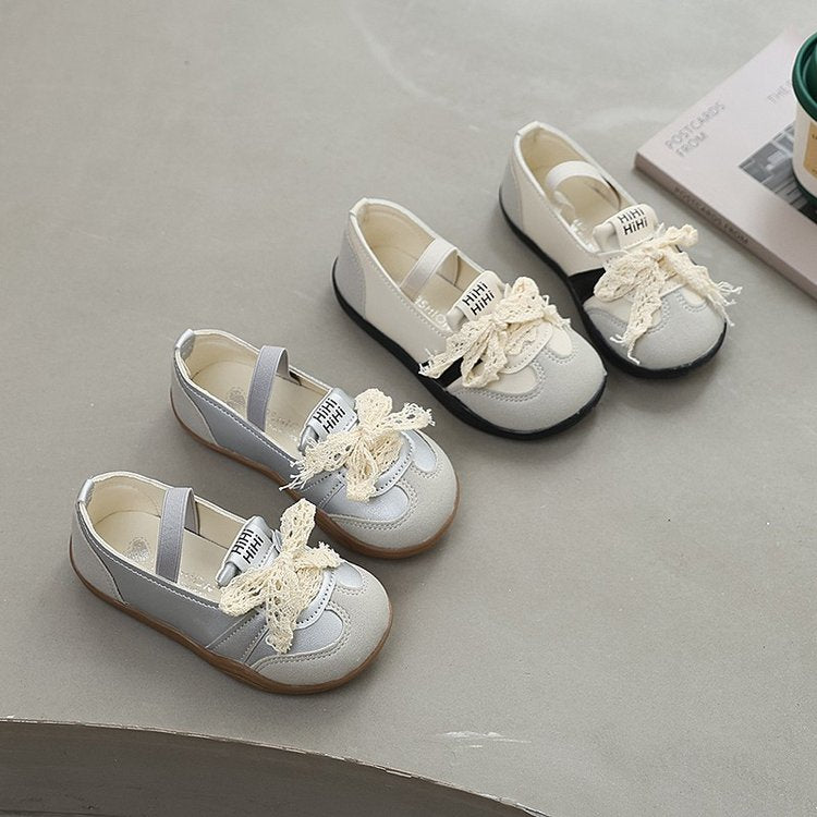 Children's Shoes, Girls' Casual Shoes, Korean Version Children's Shoes, Lace Bow Children's Moral Training Shoes 1