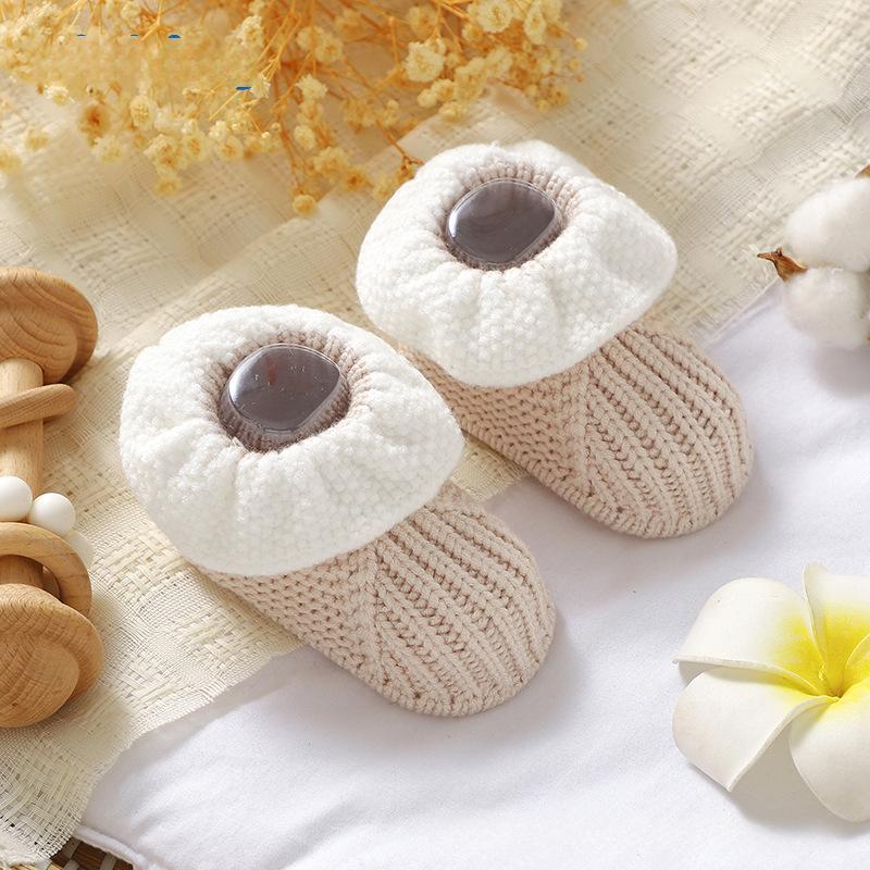 Cute Solid-color Ruffled-knit Toddler Shoes Wool Knitted Floor Socks For Babies And Toddlers 5