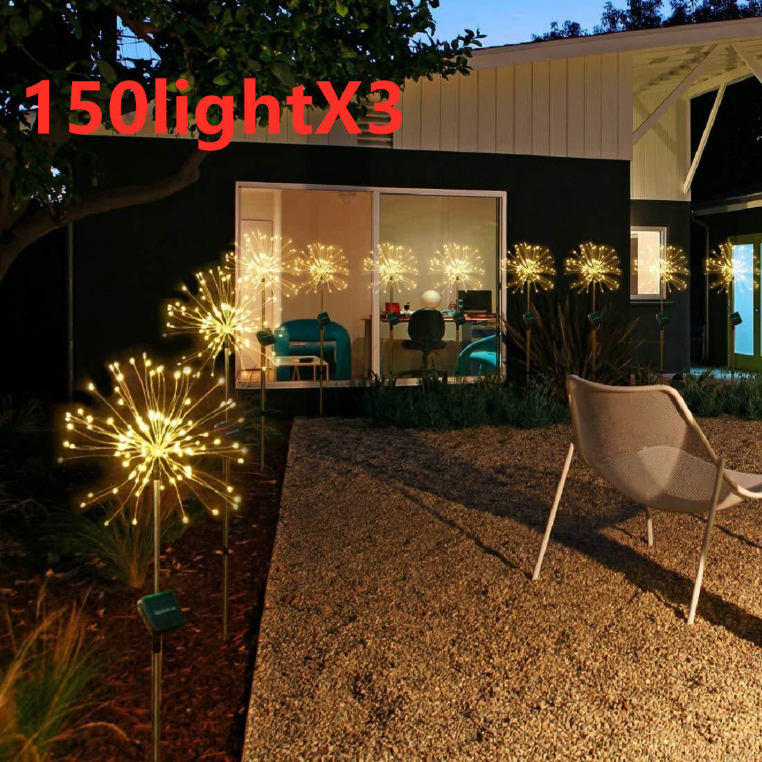 New Ground Plug Solar Fireworks Light LED Light String Copper Wire Outdoor Garden Decoration Star Lights Christmas Lights 17