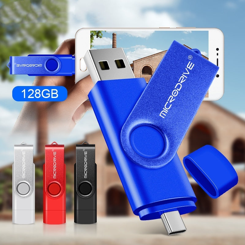 Dual-use Rotating USB Flash Drive For Both Phones And Computers High-speed TYPE-C Large Capacity Suitable For In-car Use 1