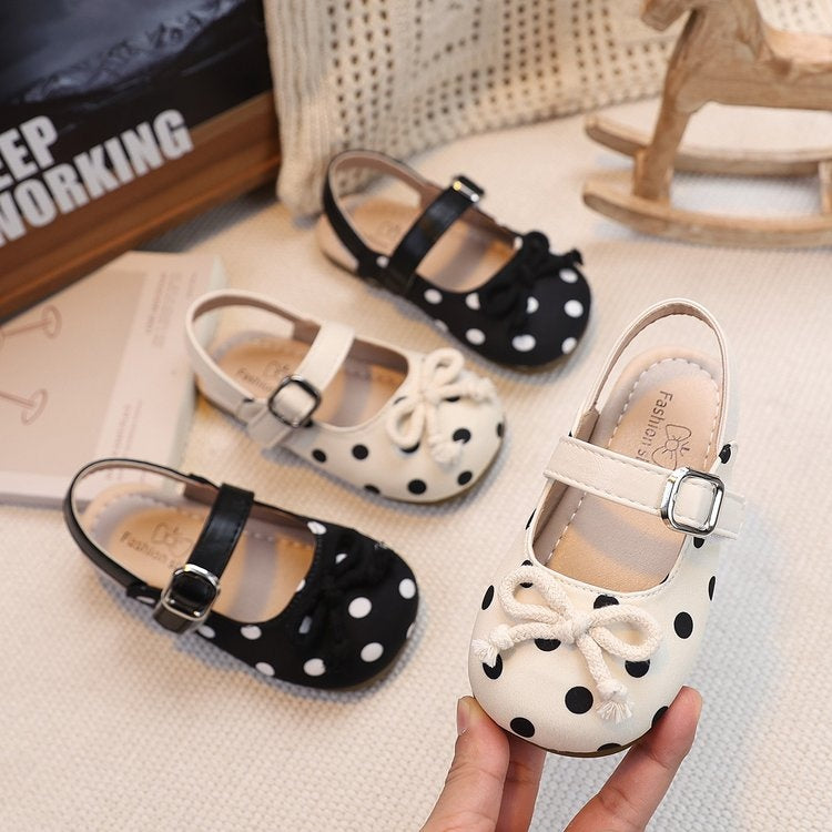 2026 Summer Fairy Style Baby Girls Closed Toe Ballet Sandals Bow Polka Dot Vintage Mary Jane Shoes Kids Casual Princess Sandals 1