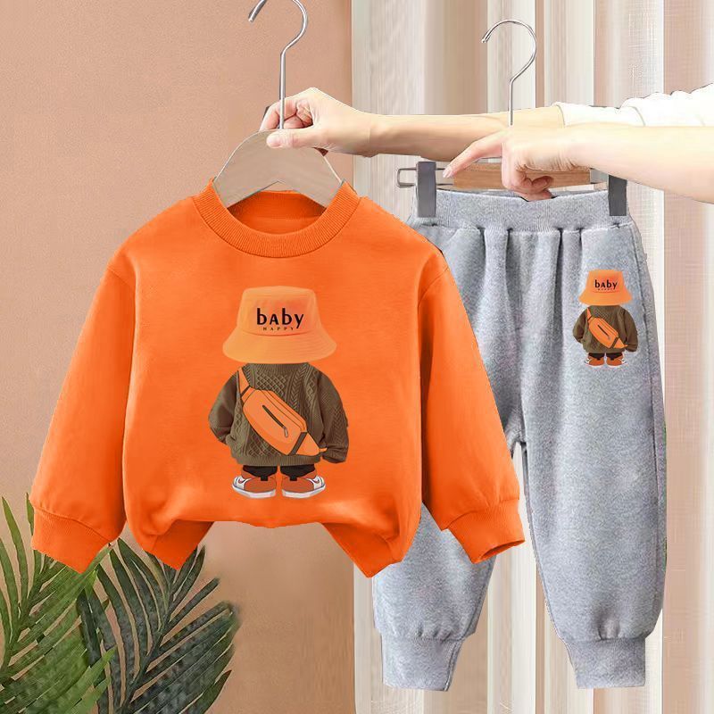 Boys Spring New Children's Autumn Leisure Sports Sweater Medium And Small Two-piece Suit Fashion 12