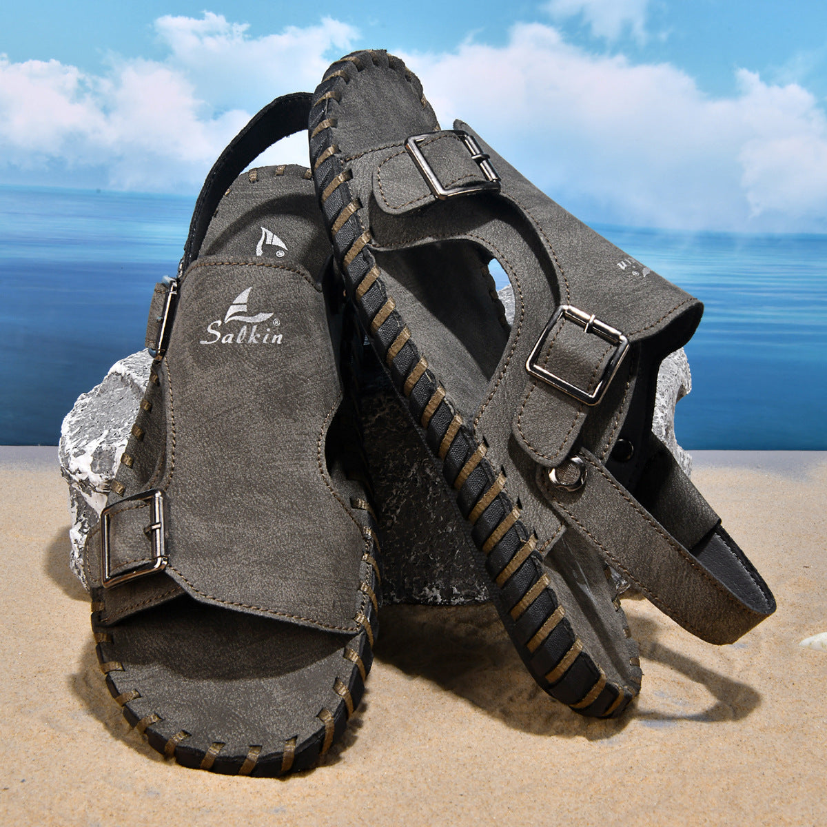 Genuine Leather Soft-soled Non-slip Beach Shoes 1