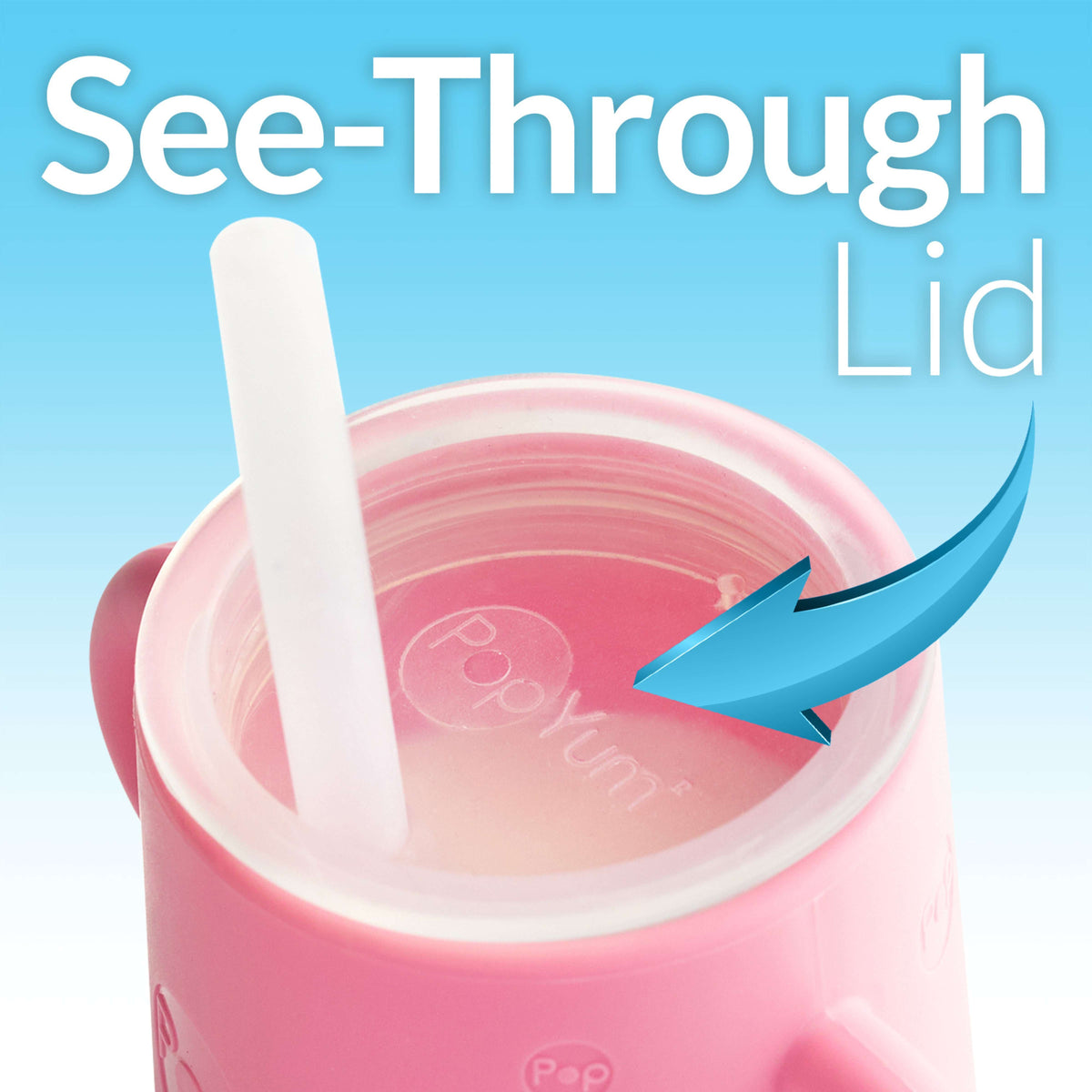 PopYum Silicone Training Cup with Straw + Lid, 2-Pack for Baby, Infant and Toddler, Tumbler, Sippy, handles, 5 ounce (green, pink) 3