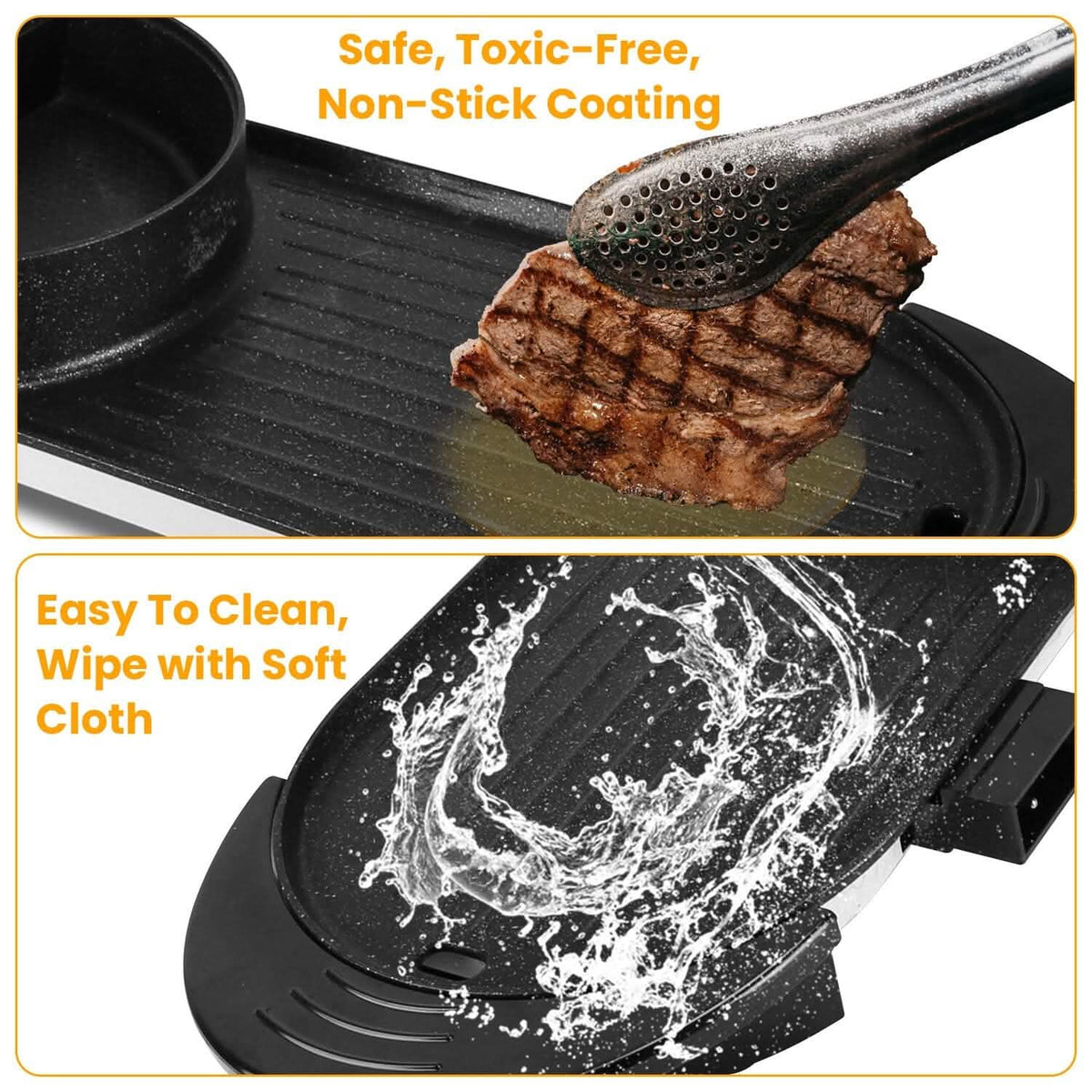 2-in-1 Electric Hot Pot with Bbq Grill Cooker 2200W 6