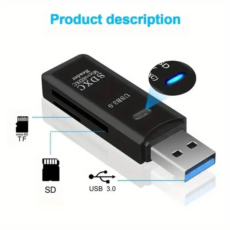 2-in-1 Multi Card Reader USB 3.0 Micro SD TF Card Memory Flash Drive Adapter 7