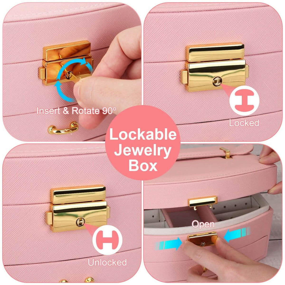 2-Layer Lockable Leather Jewelry Box 10