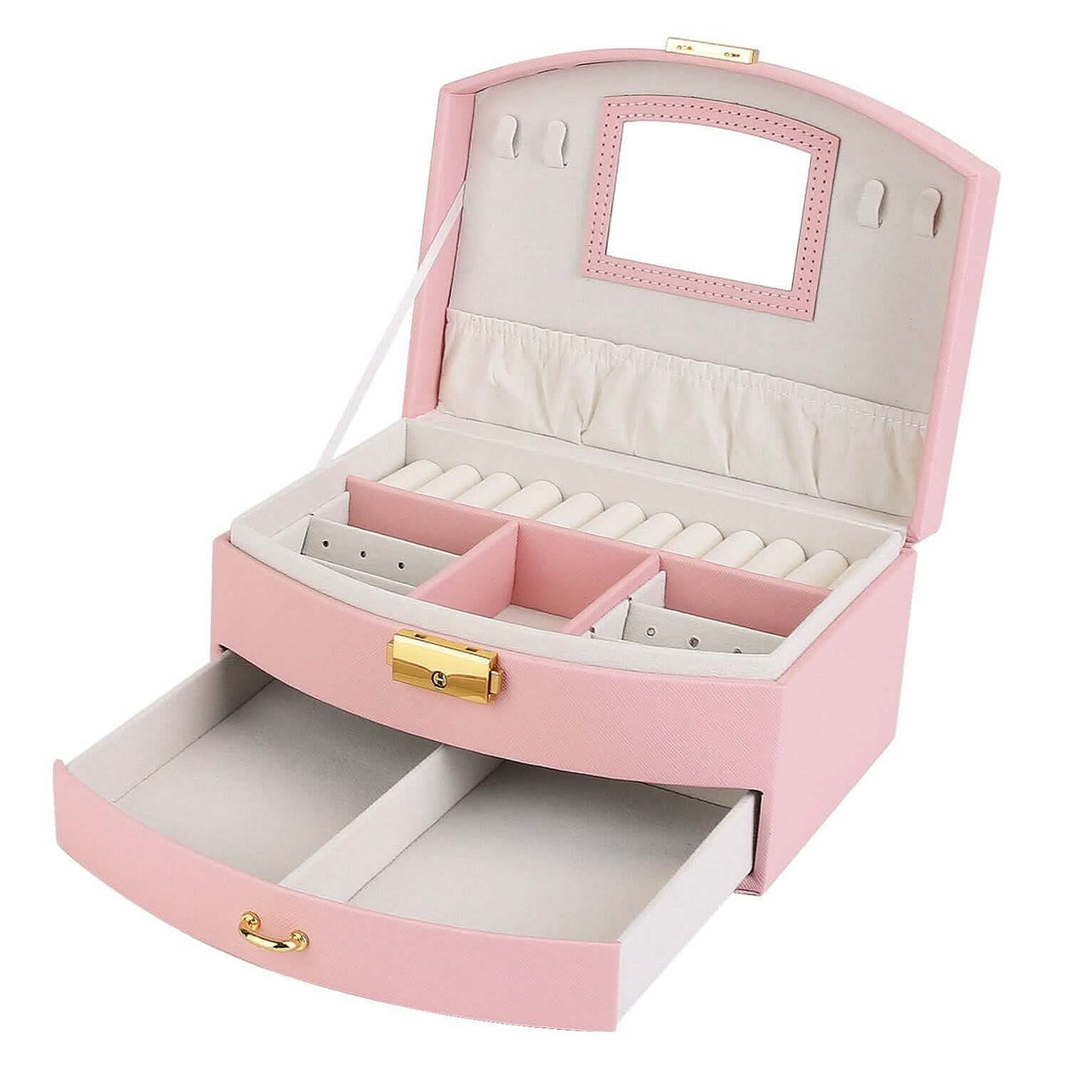 2-Layer Lockable Leather Jewelry Box 7