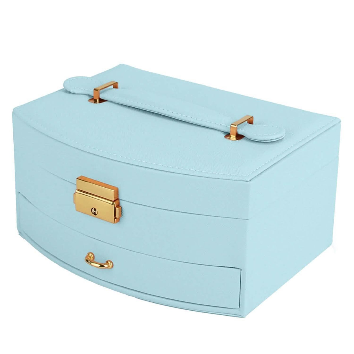 2-Layer Lockable Leather Jewelry Box 2