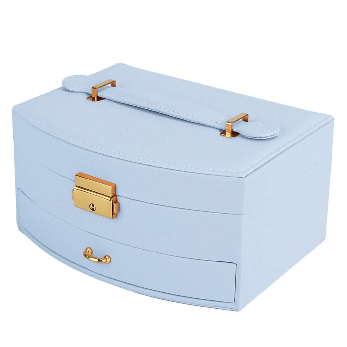 2-Layer Lockable Leather Jewelry Box 4