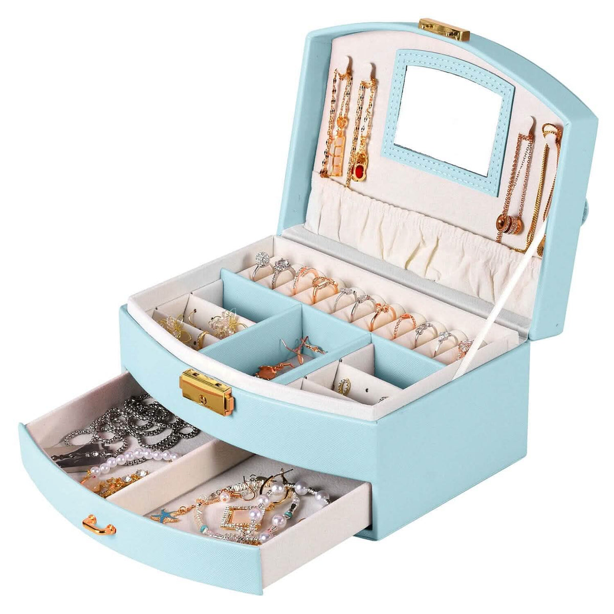 2-Layer Lockable Leather Jewelry Box 1