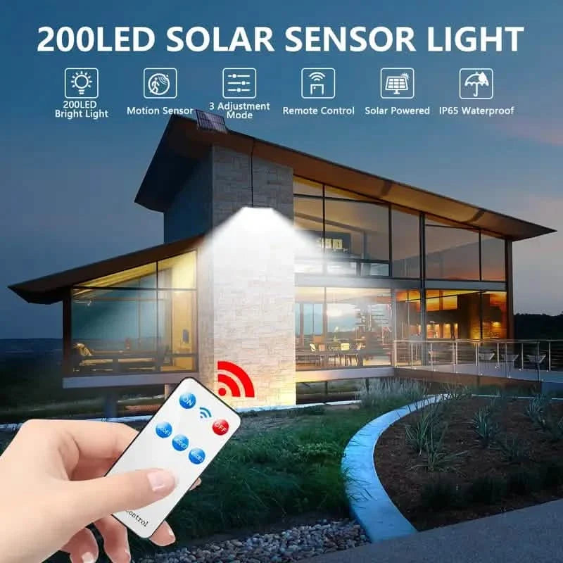 2-Pack: 200-LED/3Modes Upgraded Split Solar Motion Sensor Light Outdoor with Remote 3