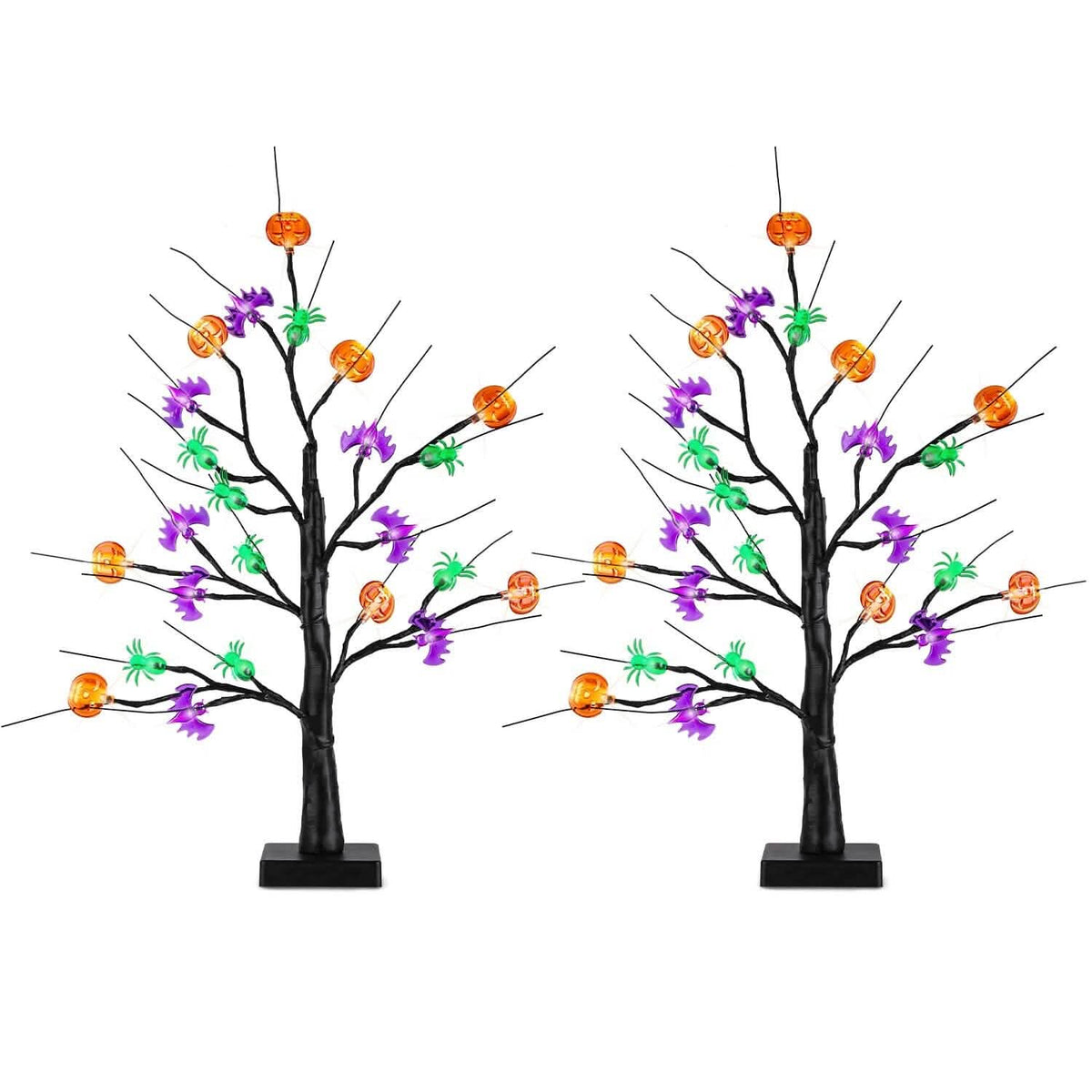 2-Pack: Lighted Halloween Trees with Timer and Adjustable Twigs 3