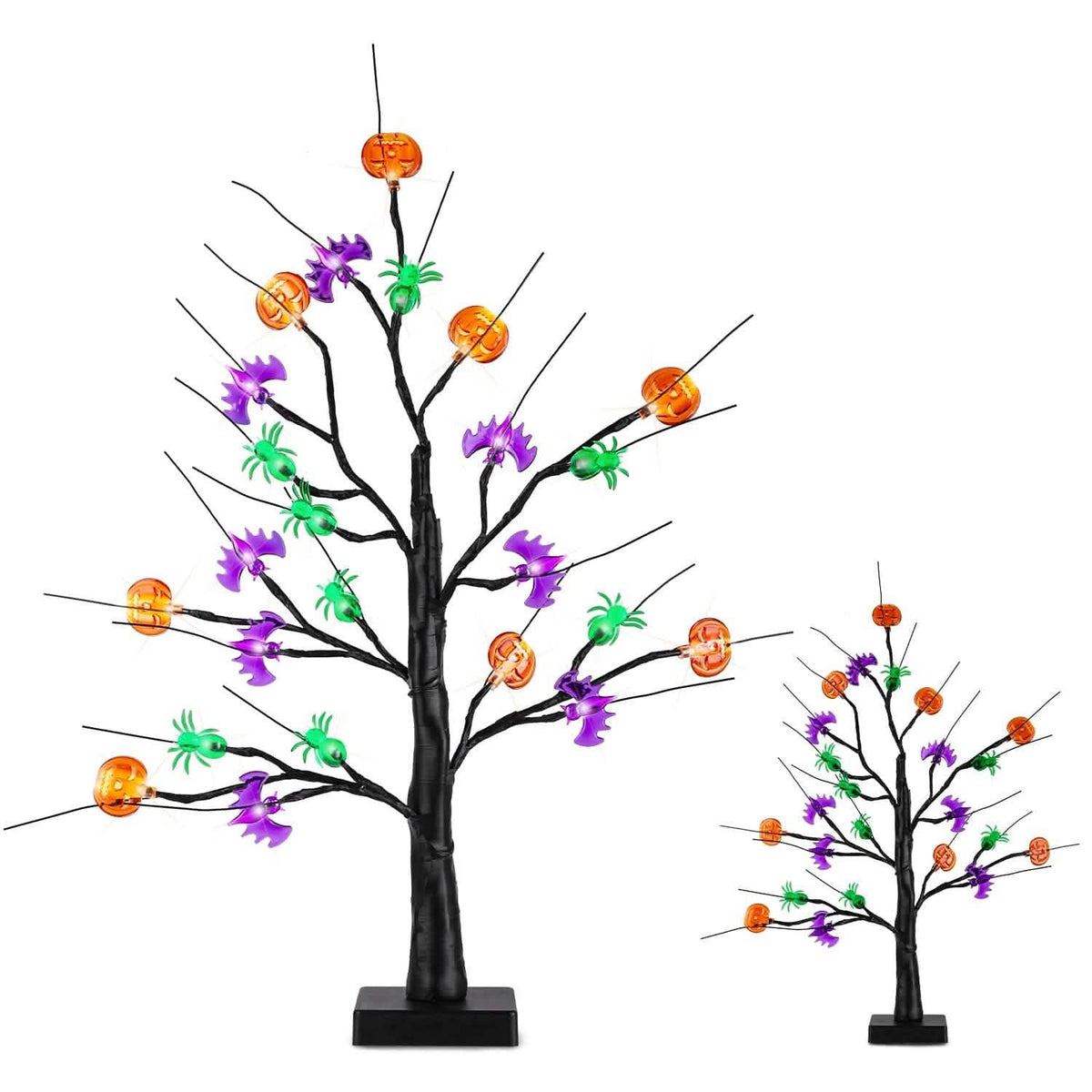 2-Pack: Lighted Halloween Trees with Timer and Adjustable Twigs 4