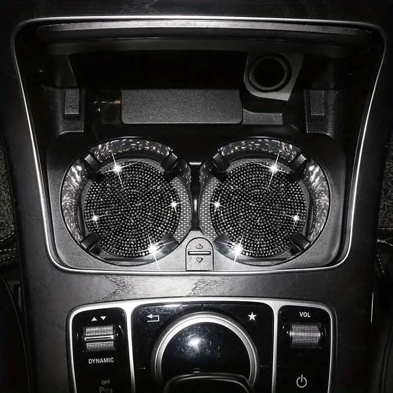 2-Pack: Shimmering Diamond Car Cup Mats 2