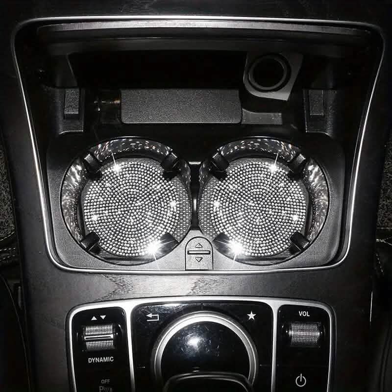 2-Pack: Shimmering Diamond Car Cup Mats 1