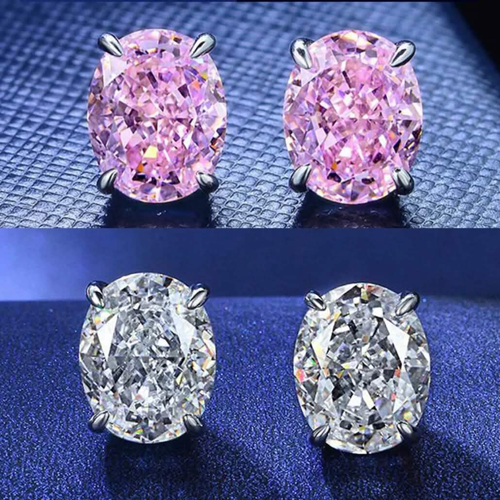 2-Pairs: 2.00CTTW CZ Oval Set Earrings 1